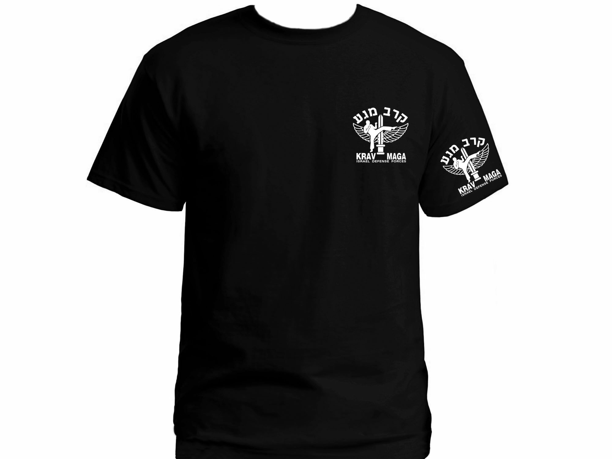 Krav maga front & sleeve print 100% cotton t-shirt